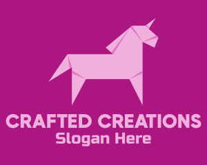 Pink Unicorn Origami logo design