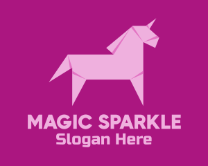 Pink Unicorn Origami logo design