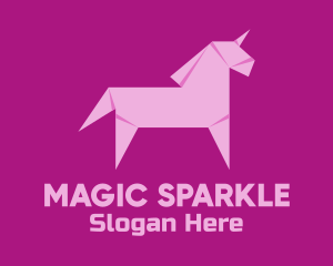 Unicorn - Pink Unicorn Origami logo design