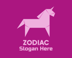 Unicorn - Pink Unicorn Origami logo design