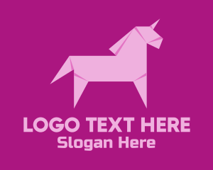 Mythology - Pink Unicorn Origami logo design