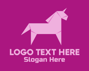 Fantasy - Pink Unicorn Origami logo design