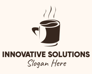 Brew - Coffee Bean Hot Cup Mug logo design