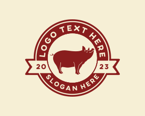 Emblem - Pork Pig Meat logo design