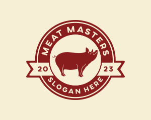 Pork Pig Meat logo design