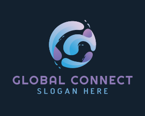 Gradient Spiral Globe logo design