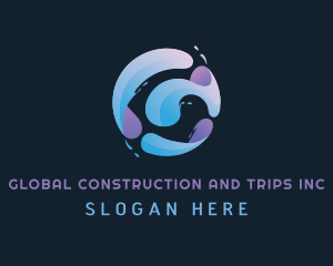 Gradient Spiral Globe logo design