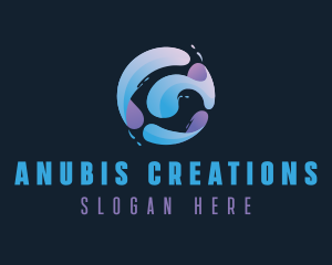 Gradient Spiral Globe logo design