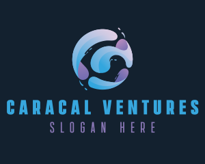 Gradient Spiral Globe logo design