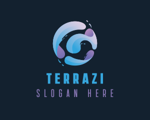 Gradient Spiral Globe logo design