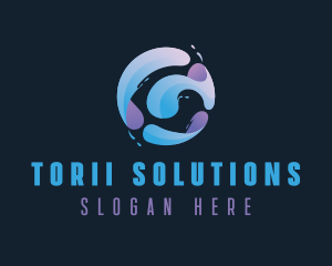 Gradient Spiral Globe logo design