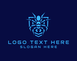 Insect - Spider Tech Shield logo design
