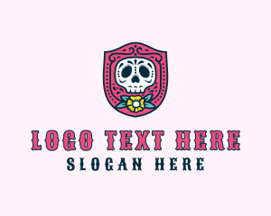 Dia De Los Muertos - Skull Flower Tomb logo design