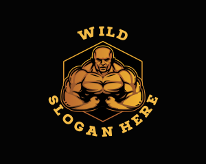 Trainer - Most Muscular Pose Bodybuilder logo design