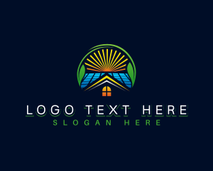 Solar - House Solar Panel Plant logo design