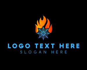 Snowflake - Cooling Heating HVAC logo design