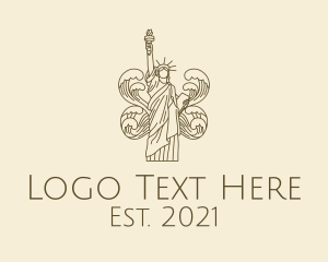 American - Wave Liberty Statue logo design