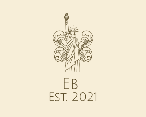 Tourism - Wave Liberty Statue logo design