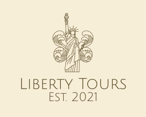 Wave Liberty Statue logo design