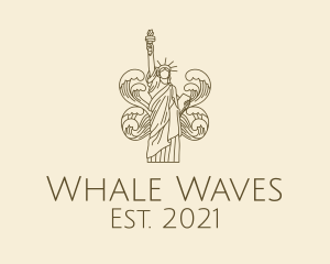 Wave Liberty Statue logo design