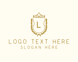 Gold - Luxury Crown Shield Wreath logo design