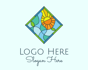 Sunshine - Summer Leaf Stained Glass logo design
