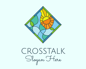 Ocean - Summer Leaf Stained Glass logo design