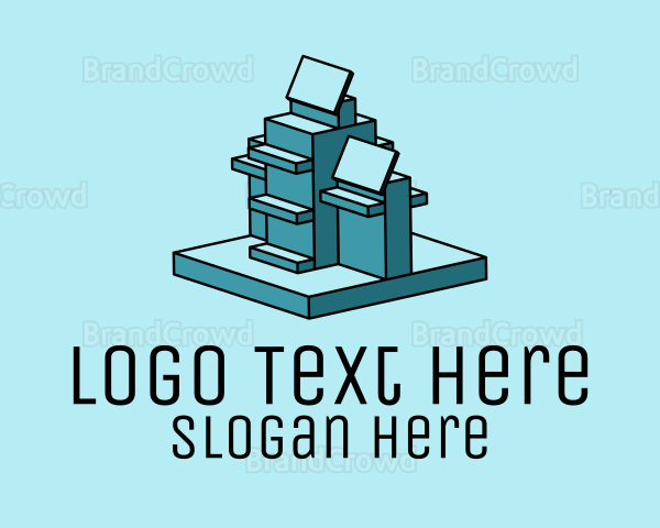 Blue Geometric Buildings Logo