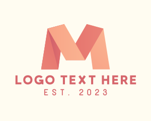 Letter M - Pink Paper Letter M logo design