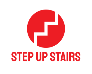 Staircase - Red Steps Circle logo design