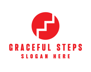 Red Steps Circle logo design