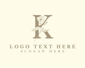 Leaves - Elegant Floral Letter K logo design