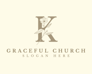 Elegant Floral Letter K Logo