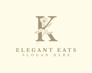 Elegant Floral Letter K logo design