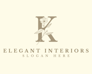 Elegant Floral Letter K logo design