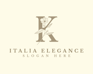 Elegant Floral Letter K logo design