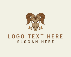 Goat - Mythical Ram Horns logo design