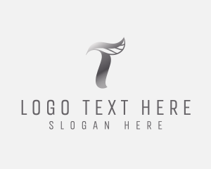 Silver - Letter T Leaf Metallic logo design