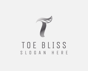 Letter T Leaf Metallic logo design