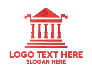 Library - Red Greek Parthenon logo design