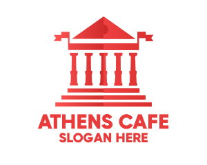 Athens - Red Greek Parthenon logo design