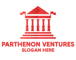 Red Greek Parthenon logo design