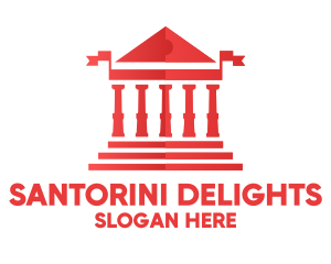 Santorini - Red Greek Parthenon logo design