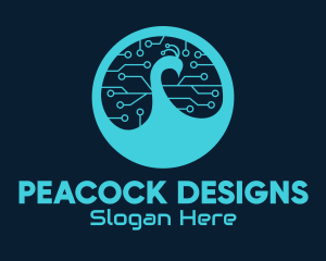 Cyber Tech Peacock  logo design