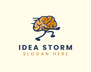 Running Smart Brain logo design