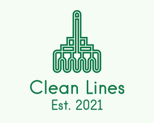 Green Rake Line Art  logo design