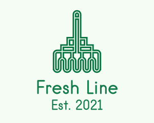 Green Rake Line Art  logo design