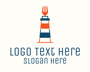 Beach - Fork Lighthouse Restaurant logo design