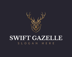 Gazelle - Wildlife Deer Antler logo design