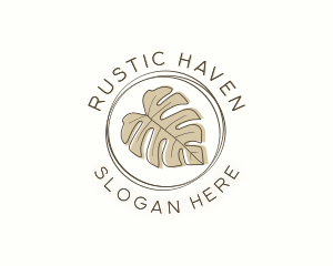 Rustic Monstera Leaf  logo design